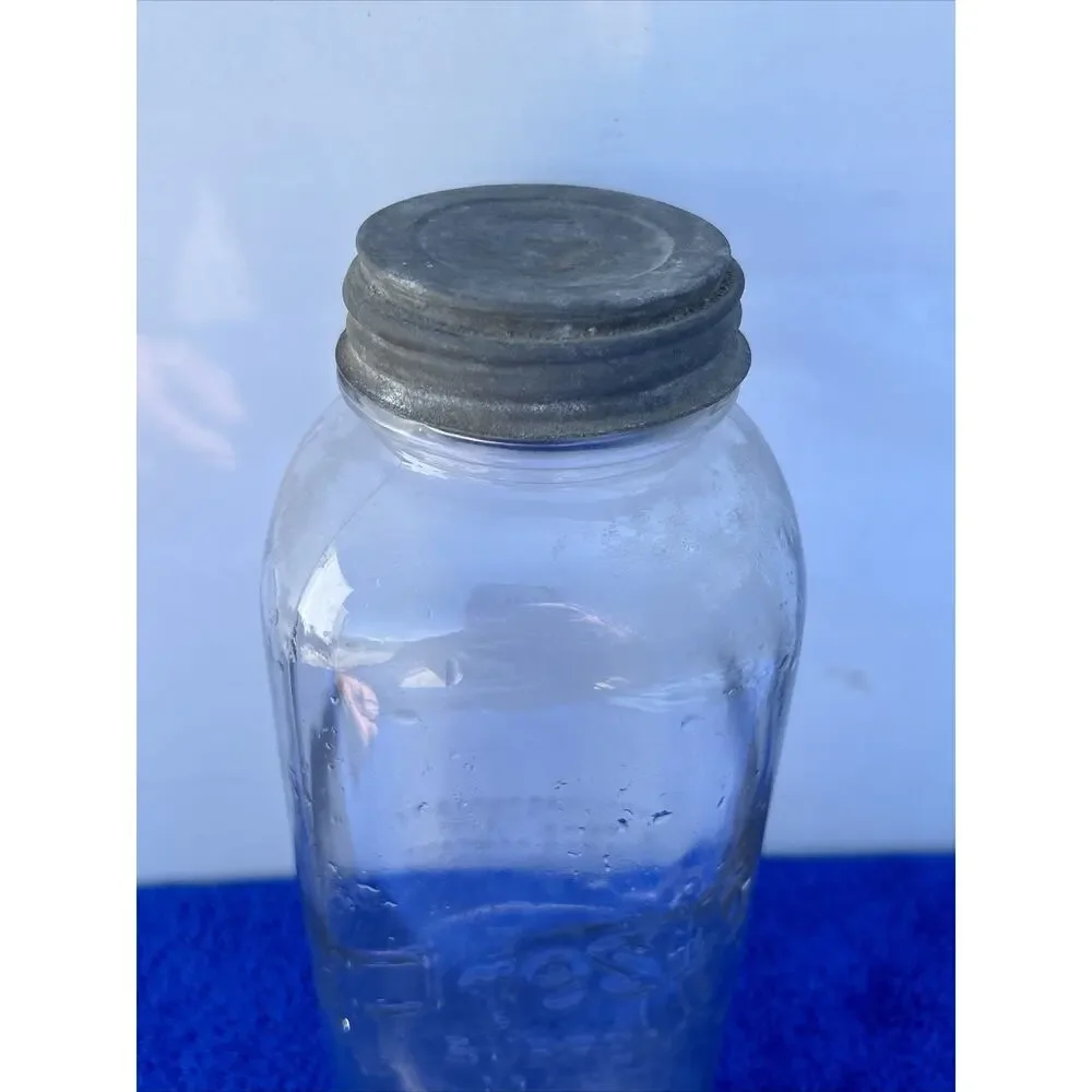 PRESTO SUPREME MASON JAR / Zinc LID - 2 QUART Flawed See Pics